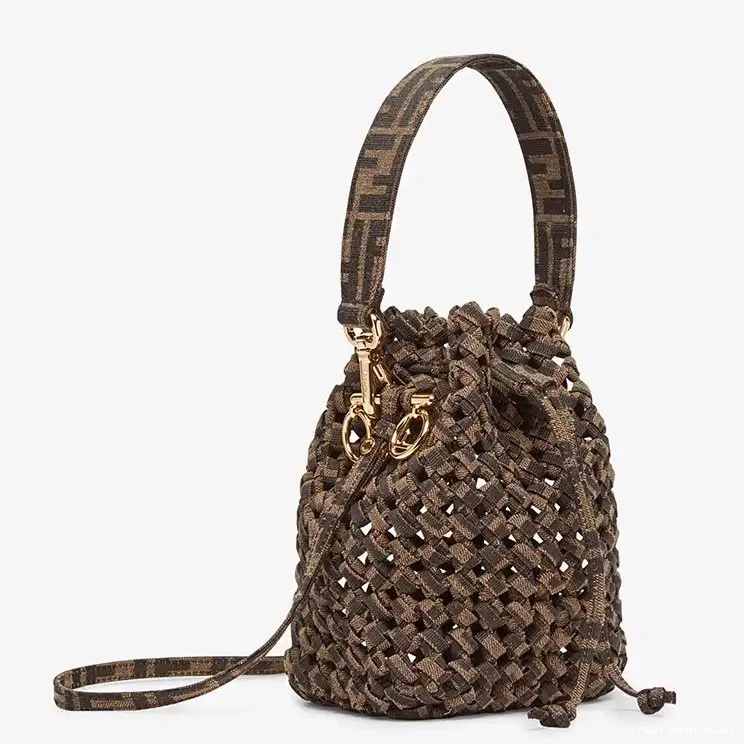 Affordable Interlace Tresor Coffee Mon Bag Fabric In Bucket Mini Fendi 0622